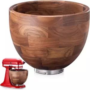 KitchenAid 믹서용 북미산 고체 호두나무 믹싱 볼 - 4.5 및 5 쿼트 틸트 헤드 스탠드 호환되는 수작업 나무