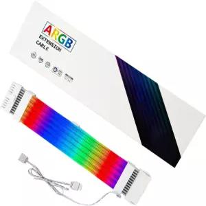 P 30cm 흰색 PC 연장 케이블 8AWG 24핀/2x8핀/3x8핀 게임 케이스용 5V 동기화 Aura Sync 호환 기가바이트