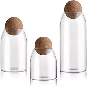 밀폐 씰 볼 코르크 뚜껑 투명 쿠키 병 차 커피 향신료 설탕 소금용 식품 저장 용기(사이즈 S//L)가 포함된