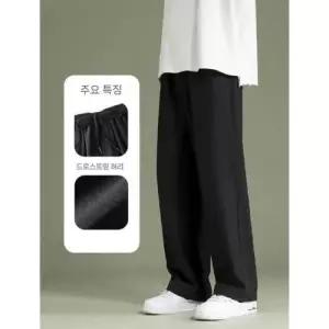 팬츠 남자 면 캐주얼 여름 일자핏 얇은 와이드 솔리드 학생 쿨링 심플데일리룩 9부 OOTD2