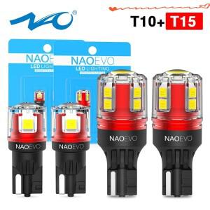 NAO T10 W5W LED 자동차 1157 P21 12V 백업 전구 슈퍼 밝은 번호판 램프