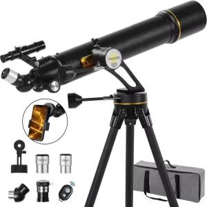 망원경 90mm 구경 베르티스틸 AZ 장착 슬로우 모션 마운트 고출력 초보자를 위한 휴대용 가방 무선 리모컨