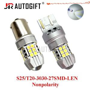 100개 1157 BAY15D 12V-24V P21W R5W T20 7440 27SMD 무극성 자동차 후진등 방향지시등 백색