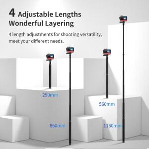 카메라봉 셀카봉 TELESIN 116CM 탄소 HERO 14 OSMO 카메라용 스틱 섬유 모노포드 액션 셀카 INSTA360 나사로