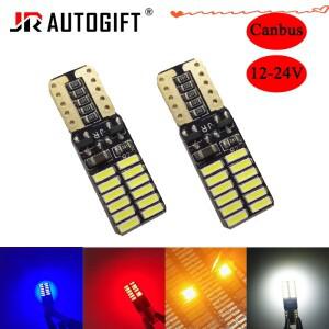 20개 T10 24SMD 4014 LED 자동차 전구 캔버스 무오류 무극성 웨지 램프 12V-24V 주차등 실내 돔등 트렁크등
