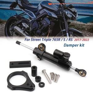 Street Triple 765 R S 오토바이 조향 충격 안정 장치에는 댐핑 브래킷 장착되어 있습니다.