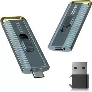 OSCOO 52GB 휴대용 SSD 최대 200MB/s 5/6/7 Android Mac 및 PC용 외장 하드 드라이브 USB 32 USBC와 A를