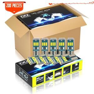 DXZ 200PCS T10 LED 자동차 W5W 전구 9-SMD Canbus 168 194 흰색 인테리어 돔 라이트 클리어런스 오류 무료