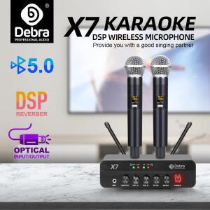 FROKET 휴대용 무선 마이크 시스템 X7, 지능형 소음 제거 및 DSP 리버브 기능 탑재, 가정용 노래방, 파티,