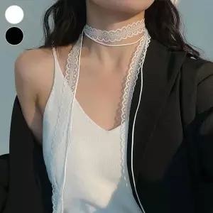 여성스런 레이스 두줄 레이어드 초커식 목걸이 스카프 가을스카프