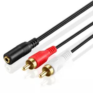 OBVIS 35mm RCA 스테레오 오디오 케이블 어댑터 여성에서 남성으로 양방향 AUX 보조 폰 잭 플러그 Y