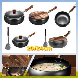 20 24CM 가정호환용 볶음찜냄비 큰 배 냄비 무코팅 논스틱 볶음 하이킹 캠핑 범호환용 팬