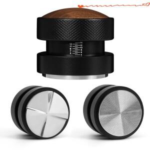 셀프 레벨링 에스프레소 커피 탬퍼 및 중력 디스트리뷰터 스테인리스 스틸 월넛 캡 51mm