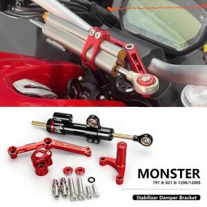 오토바이 액세서리 조정 가능한 댐퍼 스티어링 안정화 브래킷 키트 Ducati Monster 797 821 MONSTER 1200 2