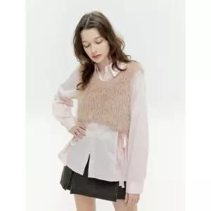 Margarin Fingers BRUSH CROP KNIT VEST BEIGE 1126007