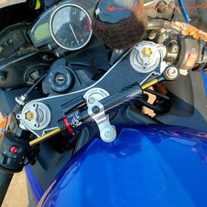 오토바이 조향 안정기 댐퍼 장착 지원 브래킷 키트 YAMAHA YZF R1 2002-2017 Silver-AS55