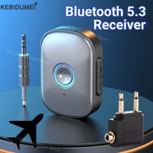 Bluetooth 5.3 오디오 수신기 소음 감소 3.5mm AUX 잭 비행기 무선 어댑터 앰프 스피커 호환 용 마이크 포