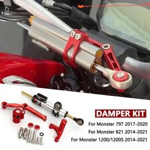 오토바이 액세서리 댐퍼 키트 Ducati Monster 797 821 1200 2014-2021 스티어링 안정화 장착 브래킷