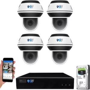 GW Security 8 채널 2MP NVR 4 x UHD 4K IP POE 5X 광학 모터 양방향 오디오 PTZ 컬러 시야 돔 카메라