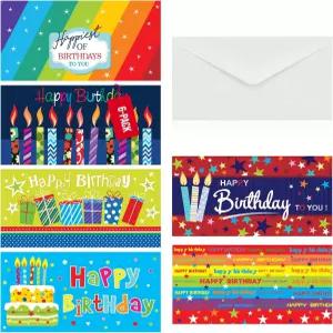 봉투가 있는 코니칼 24팩 기프트 카드 머니 홀더 6.75x3.25인치 생일 축하 디자인 트리플 캐시 체크 파티