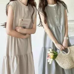 [하프클럽/]여자하절기 나시 숏티 롱핏 바캉스 이지 미니드레스