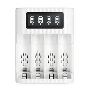 [미국배송] EBL LCD 배터리 충전기 AA AAA 충전식 - NI-CD NI-MH 배터리용 USB 입력 포트 2개가 있는 4베이 스마트