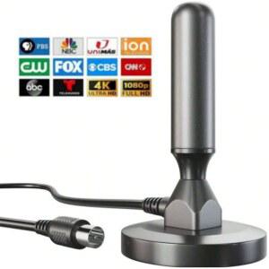 UHD안테나 TV 실내 지상파 수신기 HD 디지털 4K 채널 베이스 안테나 수신 스마트 HDTV 로컬 자석 1080P 360 실외
