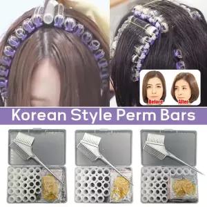 24Pcs 헤어 루트 파마 막대 바 클립 및 고무 밴드가있는 경기자 살롱 나일론 후크 루프 롤러 세트 스타일링