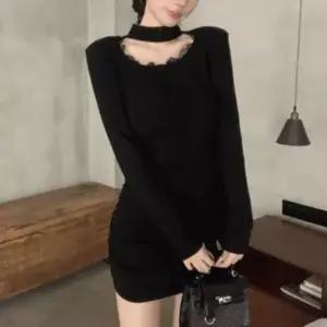 [하프클럽/]망사단추 주름 미니사이즈 롱드레스 유니크 페미닌룩 데일리룩