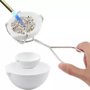 4pcs 세라믹 석영 도가니 접시 컵 세트 100g 250g 500g 녹은 금 구리 채찍 집게 손잡이 포함 금속 주얼리