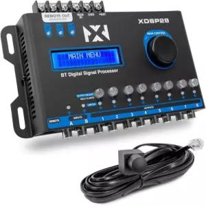 LCD 디스플레이 내장 블루투스 및 리모컨이 있는 NVX XDSP28 8채널 X시리즈 5밴드 파라메트릭 EQ 디지털
