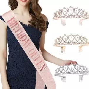 파티 머리띠 티아라 헤어 액세서리 생일 왕관 장식 이벤트 어깨띠 코스튬 축하 용품 소품 공주