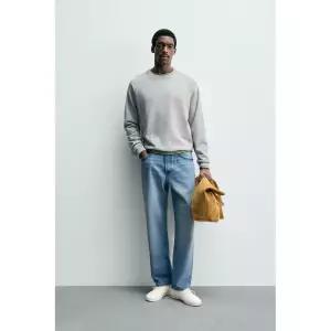 ZARA 베이직 워시드 크루넥 스웨트셔츠 - 그레이