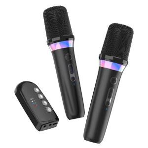 [미국배송] MYXTREN 자동차 노래방 마이크 3.5MM AUX 인/아웃 리시버가 장착된 듀얼 핸드헬드 충전식 다이내믹 노래 음성을 위한 볼륨 조절 마이크