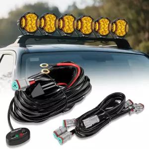 Auxbeam 배선 키트 6 리드 LED 포드 오프로드 조명 켜짐 방수 스위치 헤비 듀티 2V 전원 릴레이 연장 40A