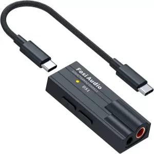 Fosi 오디오 DS USB C DAC 폰 DSD52 ES9038Q2M 하이파이 미니 어댑터는 스마트폰/노트북/PC/음악