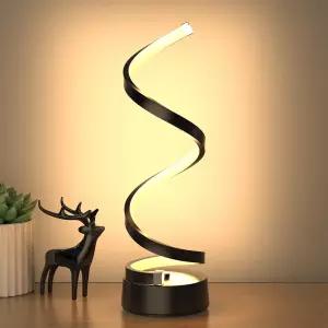 NUUR 클래식 나선형 LED 테이블 램프 블랙 터치 컨트롤러가 있는 디밍 가능한 메탈릭 침대 옆 3가지 색상