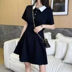 [하프클럽/]아이보리 넥카라 데이트 격식룩 트렌드 검정 미니형 원피스룩스