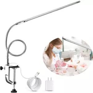 브로키미스 책상 조명 클램프 포함 USB LED 8W 클립 네일 램프 아이 케어 유연한 구스넥 360 매니큐어 리딩