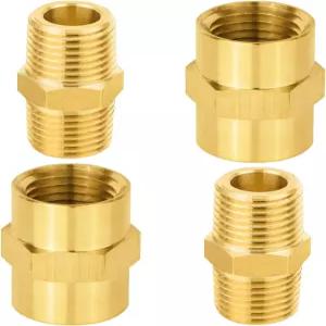 4-PC HeSun 황동 파이프 피팅 콤보 1/4인치 NPT 남성 여성 헥스 니플 어댑터