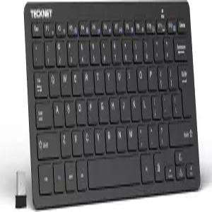 테크넷 24G 무선 키보드 미디어 핫키가 장착된 미니 컴팩트 2개월 배터리 수명 PC 데스크톱 노트북 스마트