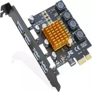 RIITOP USB 3.0 PCIe 카드 4포트 PCI Express x1에서 확장 어댑터 내장 HUB 추가 전원 필요 없음 PC용