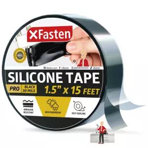 XFasten 자체 융합 실리콘 테이프 프로 검은색 1.5인치 x 15피트 실외 동축 전기 케이블 라디에이터 호스