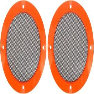 X AutoHOX 2pcs 4인치 오렌지 카 오디오 스피커 커버 메쉬 서브우퍼 그릴 혼 광택 가드 프로텍터