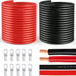 SZLYYDS 6 게이지 와이어 10Awg 10FT 블랙 레드 배터리 케이블 해상 구리 용접 표준 러그 단자 커넥터 및