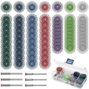 회전 도구용 8인치 섕크가 있는 Junchamp 76Pcs 방사형 디스크 키트 보석 목재 금속 연마용 세부 브러시