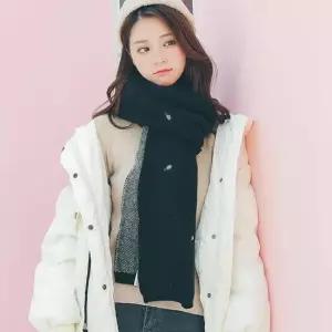 TBZ 포인트 과일자수 니트목도리-블랙 간절기머플러 간절기머플러 겨울목도리 커플목도리