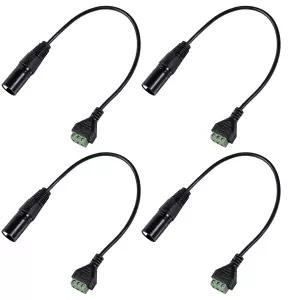 Q매직 4PCS XLR 남성 커넥터와 3핀 나사 단자 케이블 스피커용 3코어 어댑터 마이크 사운드 무대 조명 장비