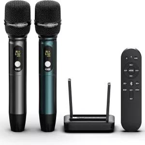 AI 음성 제거 및 스튜디오급 리버브가 된 휴대용 노래방 기기 무선 마이크 시스템 블루투스 50 가정용 가용