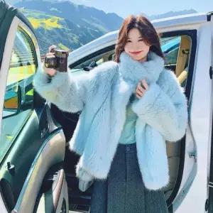 엘럽 여친 코트 소프트 일체형 리버시블 모피 세무 톱 퍼 원템1